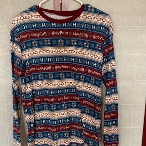 Harry Potter Shirt Hogwarts Glasses Lightening Striped Long Sleeve Crew Neck, M